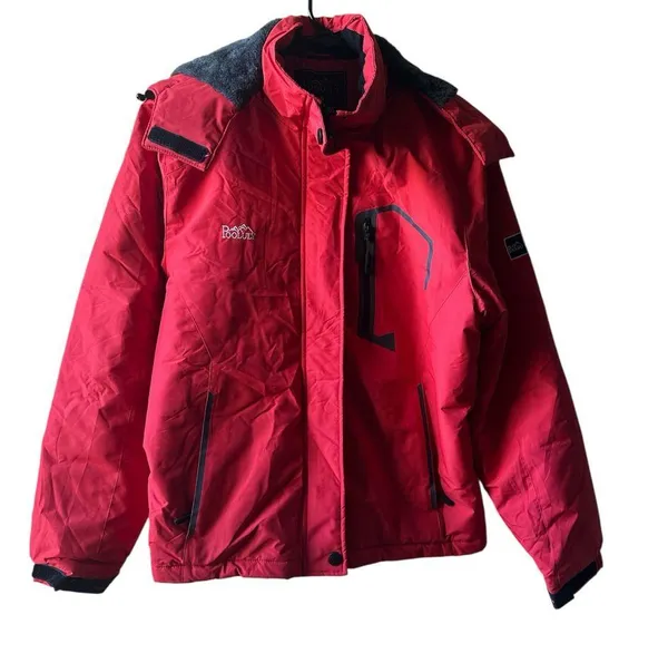 Red Ski & Snow Jacket weatherproof windbreaker hooded Raincoat size medium - Image 4