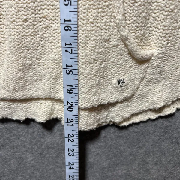 Billabong Womens Cream Knit Hooded Sweater V-Neck Cropped Pullover M Hoodie - Image 4