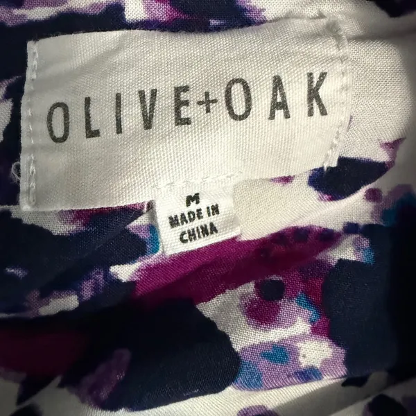 Olive and Oak Abstract Print Purple Blue White Sleeveless Blouse Size Medium - Image 7