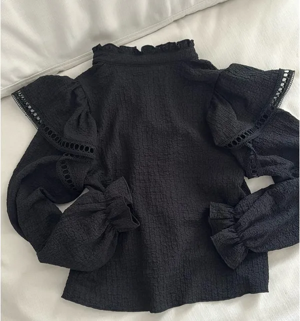 H&M Black Blouse Long Sleeve - Image 3
