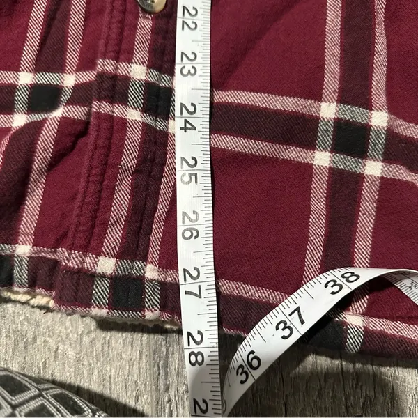 Wrangler Plaid navy Blue Red Women’s Sherpa lining Coat Jacket Pockets vintage - Image 7