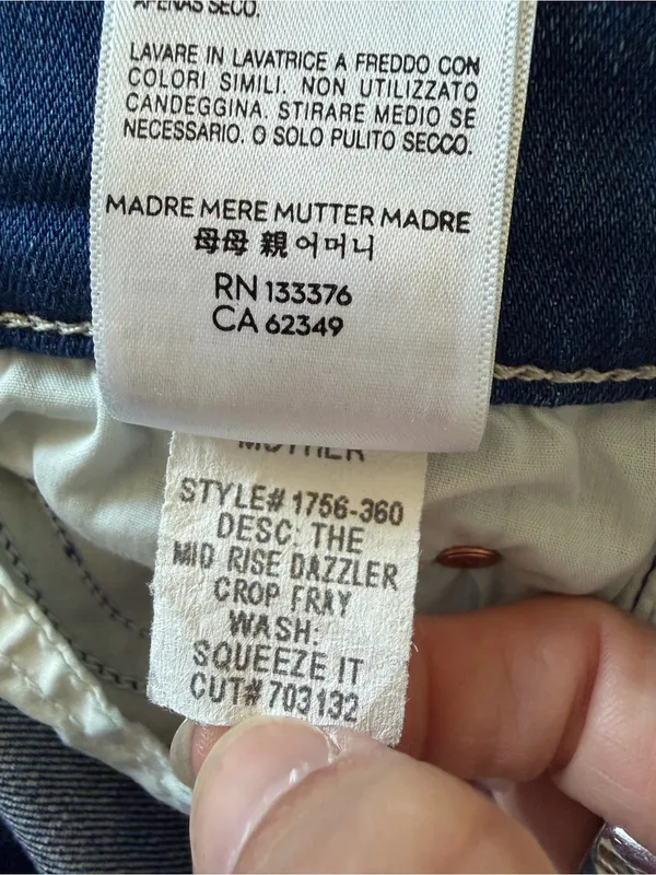 MOTHER The Mid Rise Dazzler Crop Fray Jeans Size 25 Squeeze It Raw Hem - Image 8