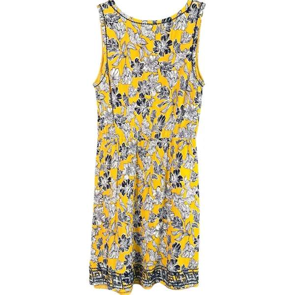 Market & Spruce Auria Embroidered Mini Dress Yellow Navy Sleeveless Size Medium - Image 2
