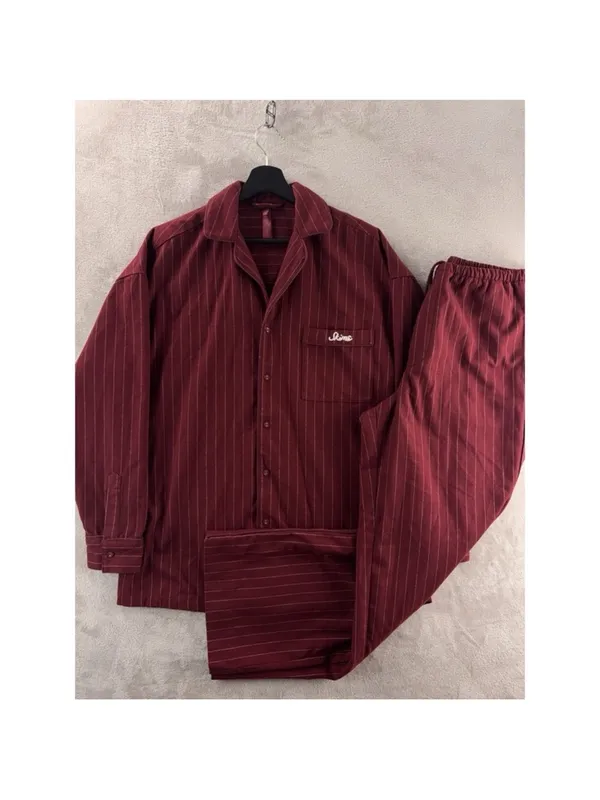 Skims Elevated Flannel Pinstripe Pajama Set - Image 4