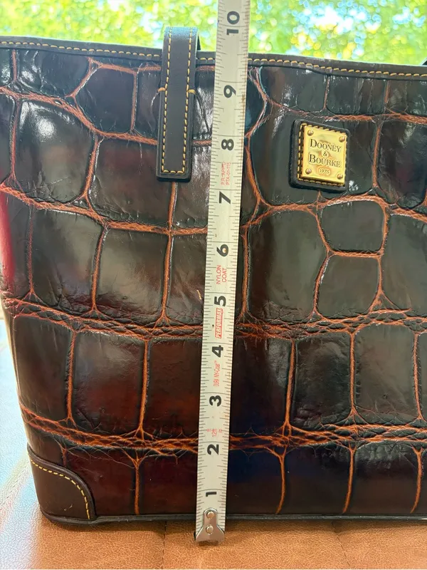 Dooney & Bourke Dark Brown Croc-Embossed Leather Tote - Image 9