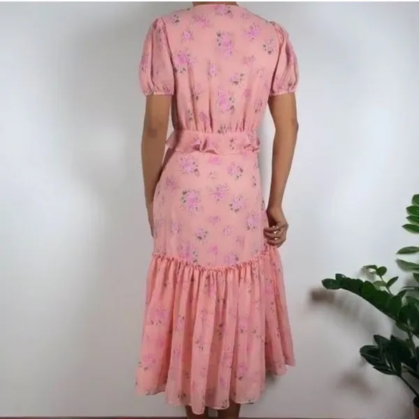 LoveShackFancy Pink Floral Midi Dress - Image 3