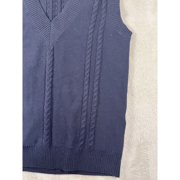 Sunday Best Aritzia Winston Sweater Vest Womens S Navy Cable Knit Wool Preppy - Image 4