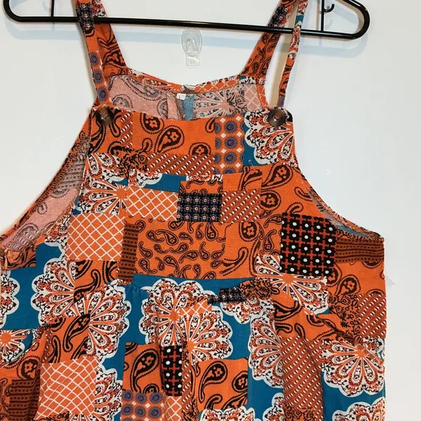 Vtg Patchwork Paisley Wide‎ Leg Overalls Jumpsuit Boho Festival Cottagecore S/M - Image 3