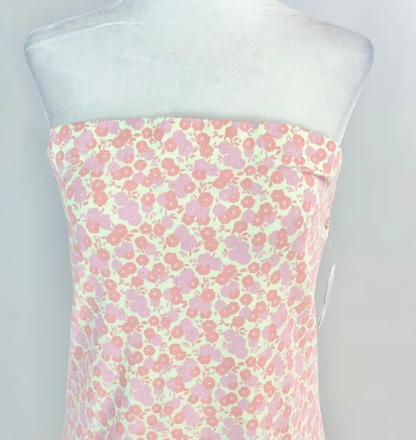 New Floral Print Knit Tube Dress Strapless Mini Green Pink - Image 7