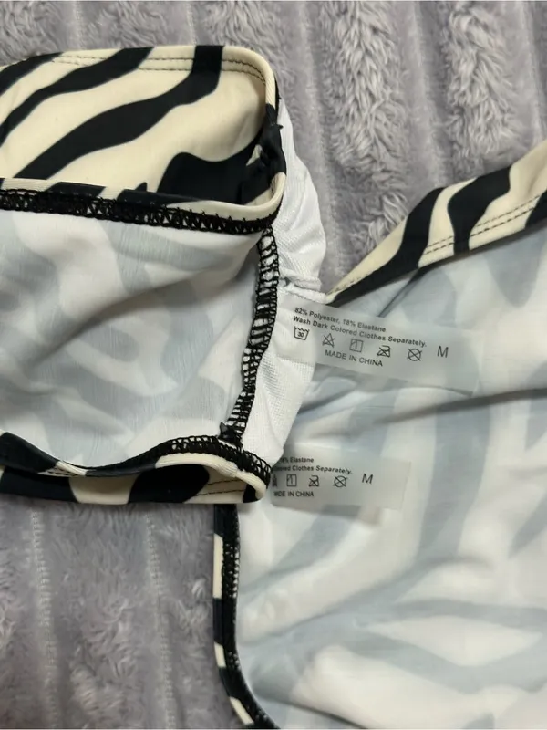 Women's Zebra-Print Bandeau Bikini Set - Black & White - Image 4