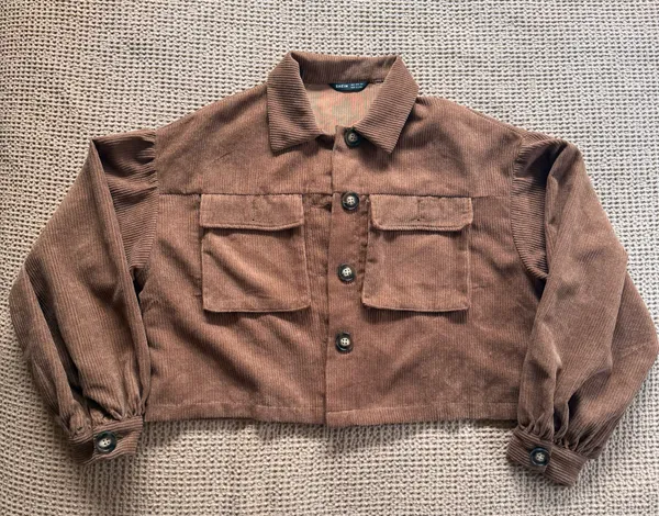 SheIn Brown Cropped Corduroy Jacket - Image 2