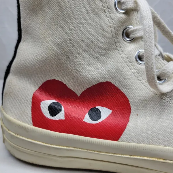 Converse x Comme des Garcons PLAY Chuck 70 High Top Sneakers M7 W9 Heart Logo - Image 6