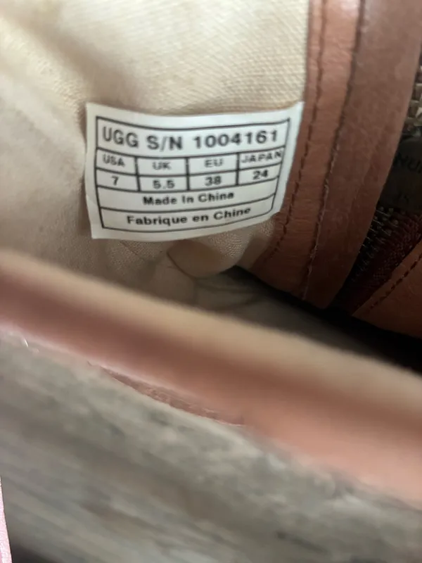 UGG Brown Leather and Cream Canvas Women's Ankle Boots - Image 9