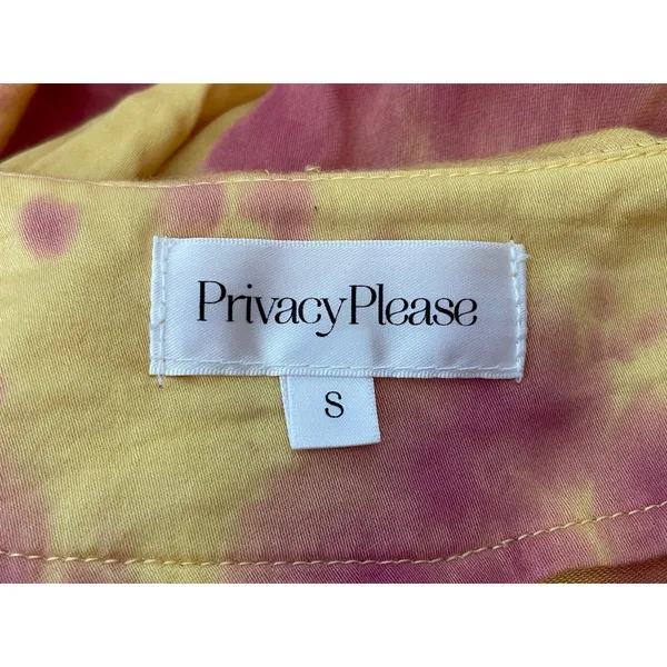 Privacy Please Faux Wrap Dress Small Yellow Tie Dye Summer Hippie Beachy - Image 7