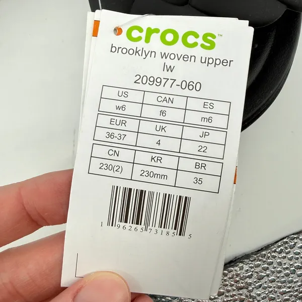 Crocs Brooklyn Woven Upper‎ Low Wedge Sandal Black Women 6 Strappy Comfy New - Image 2