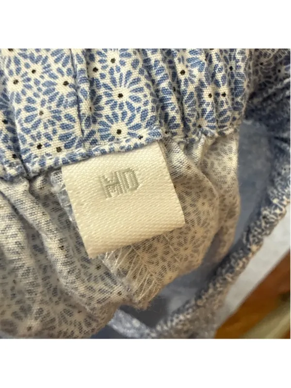 Dina Yang Cotton Pajama Set Medium Blue White Ditsy Floral 2PC Button Down - Image 15