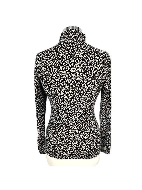 & Other Stories High Neck Speckled Pebble Print Shirt Black White Size Small - Image 4