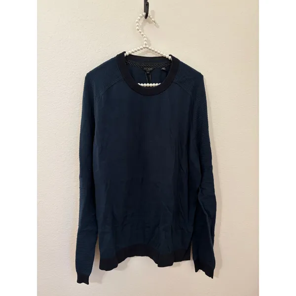 NEW Ted Baker Women's Size 6 Sweater Dark Blue Green Cotton Crewneck Pullover - Image 3