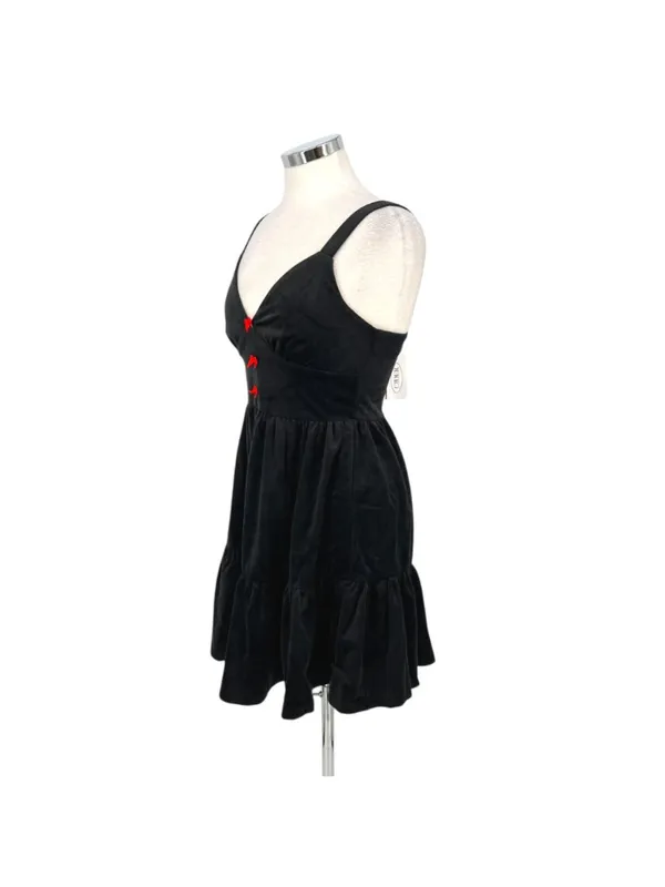 Cider Goth Coquette Red Bow Sweetheart Mini A-Line Dress Black Size Medium NWT - Image 4