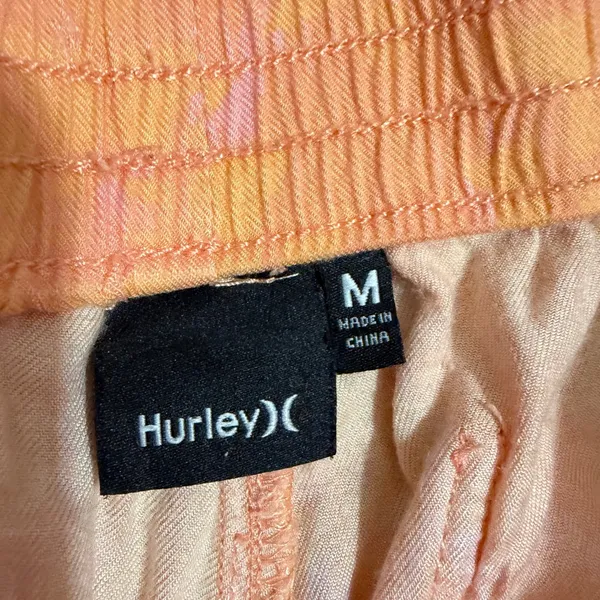Hurley‎ Womens Size M Orange Pink Batik Print Beach Pants Smocked Waist Coastal - Image 5