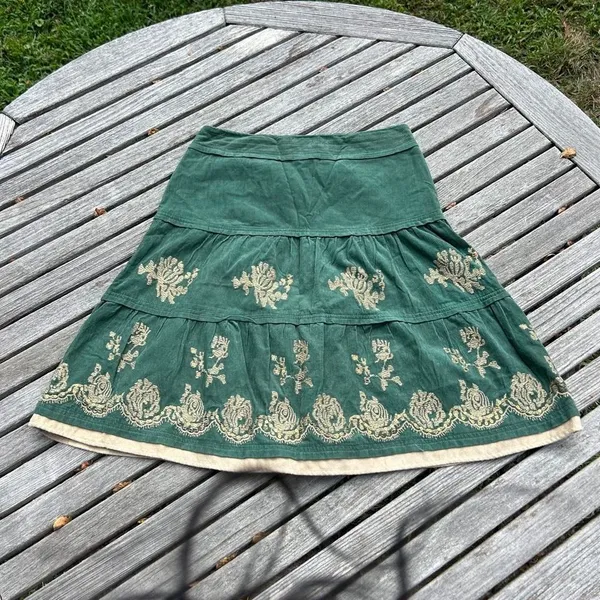 Y2K embroidered‎ green sequin skirt, medium spring summer fairy whimsy - Image 7
