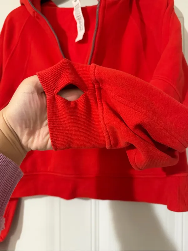 lululemon Scuba 1/2 Zip Hooded Fleece Hoodie Red Women’s Size M/L square dot - Image 5