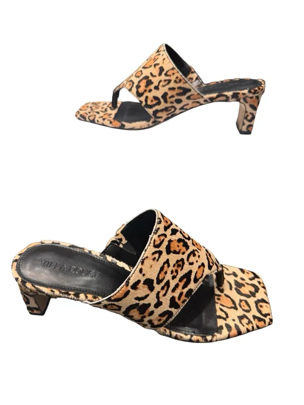Villa Rouge Leopard Print Toe Loop Mule Low Heel Open Toe Sandals Size 6.5 BNIB - Image 2