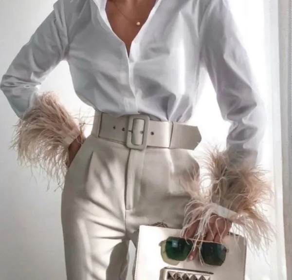 ZARA ecru high waisted belted fabric pants blogger favorite - Image 2