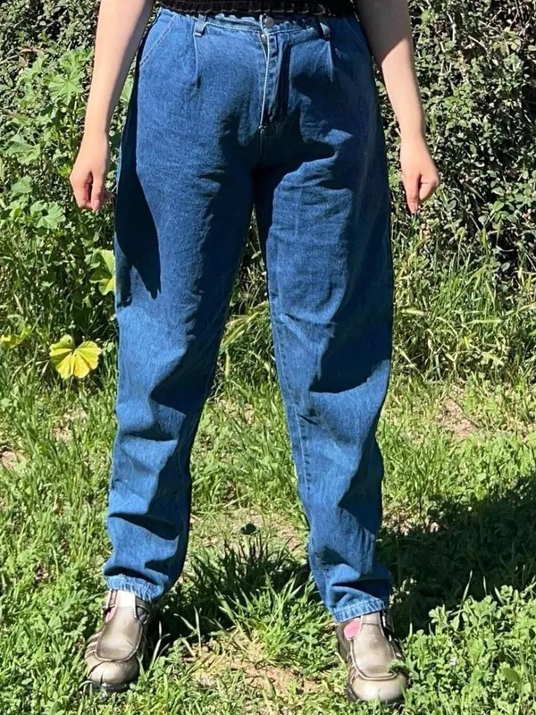 Blue High-waisted denim jeans striaght - Image 4