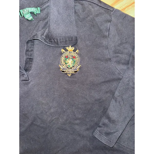 Lauren Ralph Lauren Polo Top Womens 3X Black Good Crest Embroidered 3/4 Sleeve - Image 2