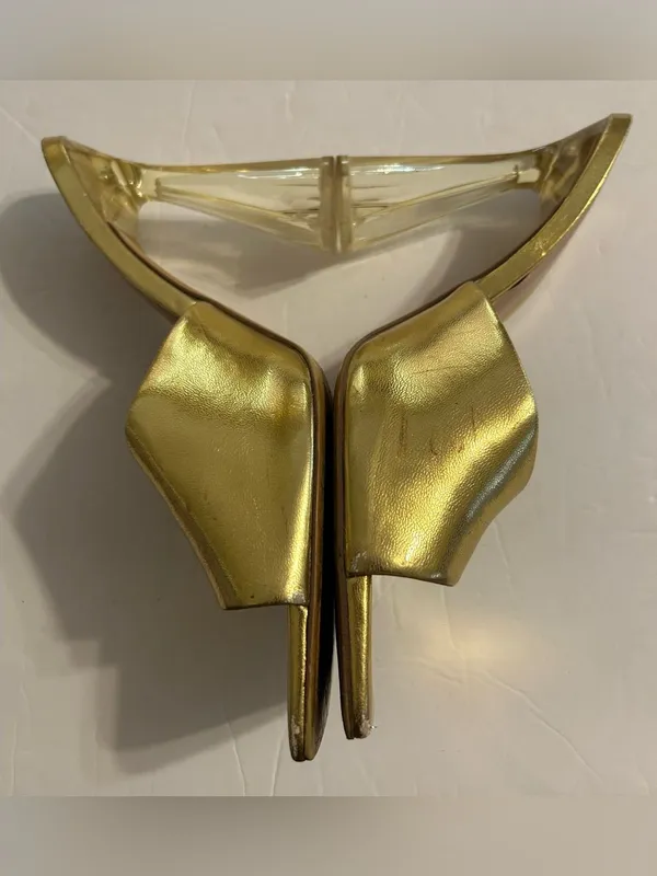 Zara Metallic Gold Slip-On Block Heel Mules - Image 4