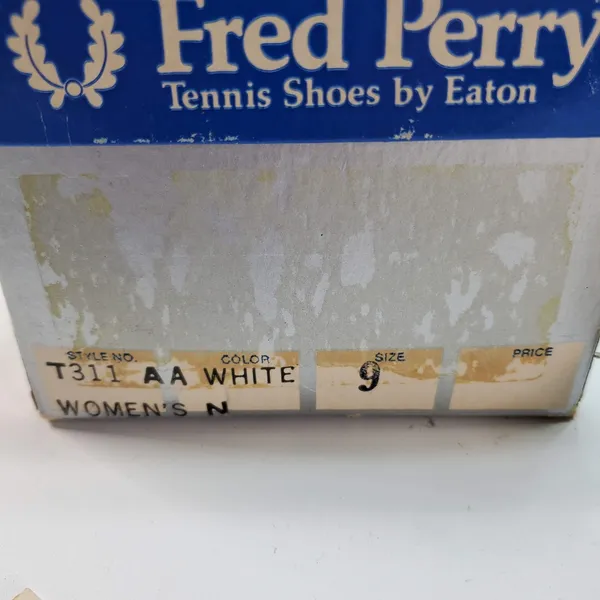 Vintage 70s Womens US 9 Fred Perry White Canvas‎ Low Trainer Shoes Sneakers Box - Image 8