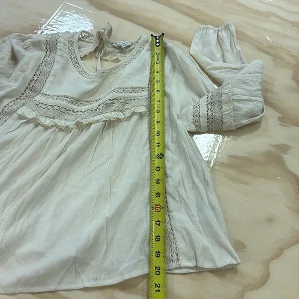 NWT American Eagle Outfitters Boho Babydoll Lightweight Blouse Keyhole Cream Med - Image 12