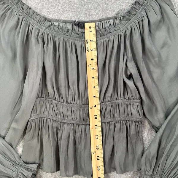 Grade & Gather Peasant Blouse Women's Small Green Long Sleeve Pleated Laganlook - Image 5