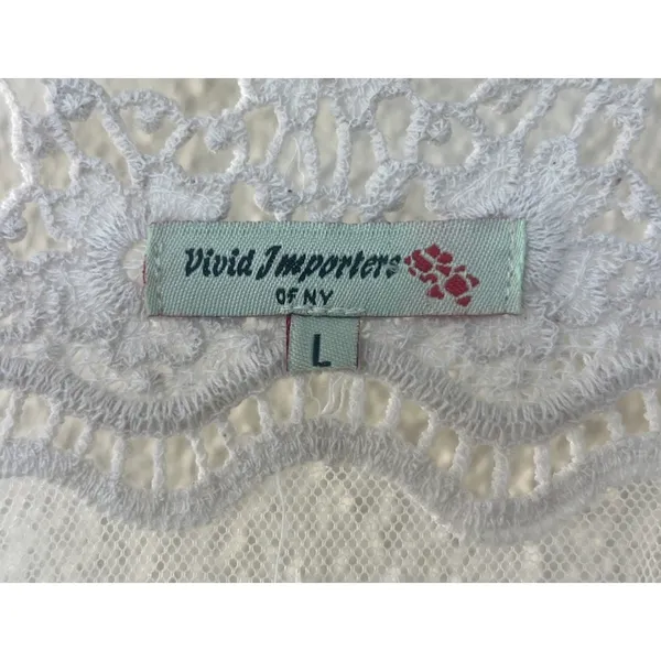 Vivid Importers Lace Crochet Floral Fringe Kimono Vest Size Large Boho Festival - Image 6