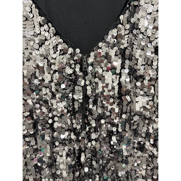 Bardot Valentina Sequin Long-Sleeve Mini Dress Smoke Women's‎ Size XS/2 - Image 9