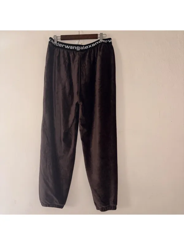 Alexander Wang Velour Logo Waistband Joggers - Brown - Size Large - NWT - Image 4