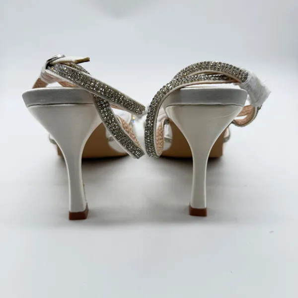 ZAPATOCK White Satin Rhinestone Bow Pointed Toe Stiletto Pumps Wedding Heels 6.5 - Image 7
