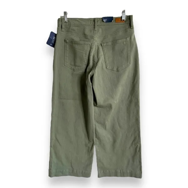 Crown & Ivy Womens Crop Jeans Sz 4R‎ 4 Wide Leg Army Olive Green Denim NEW - Image 4