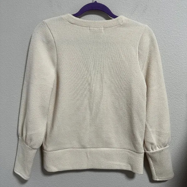 Madewell Ottoman Rib Cardigan Top Ribbed Cream White Button Front Sweater Size S - Image 2