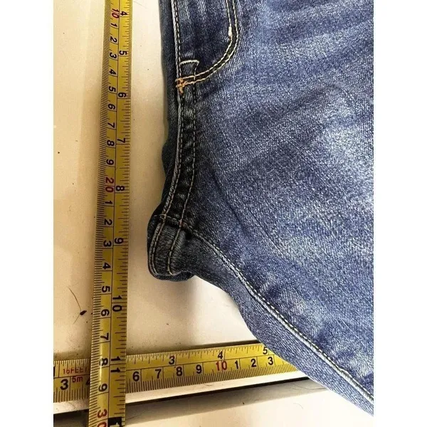 Arizona Jeans Womens Size 5 High Rise Flare Jeans Raw Hem Medium Wash Blue - Image 4