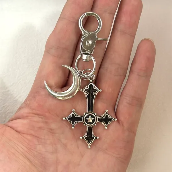 Moon Cross Keychain Charm for Men Women Car Keychain Key Ring Bag Charm - Image 3