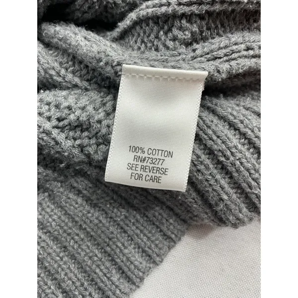 Womans Croft And Barrow Sweater Petite XL Gray Cable Knit Full Zip - Image 4