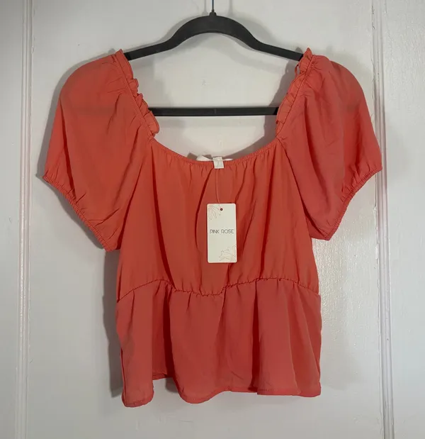 Pink Rose Summer Top Coral - Image 2