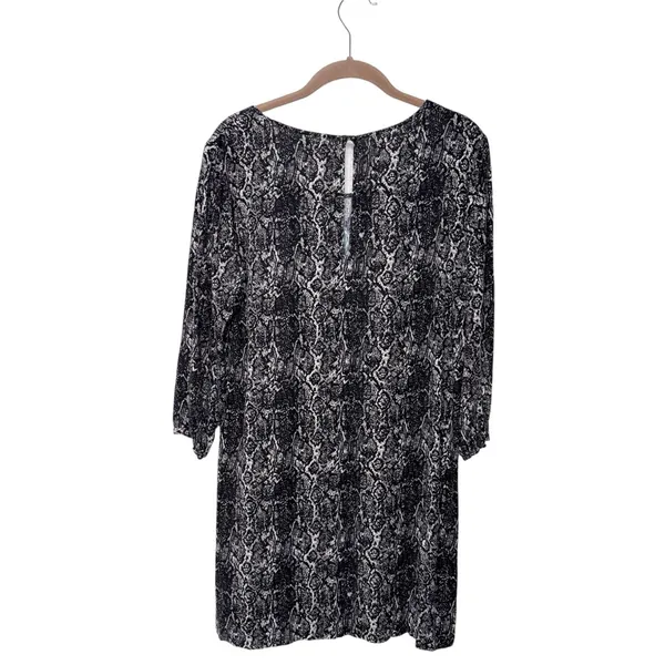 Ecote Anthropologie Snakeskin Print Embroidered Detail Shift Dress Sz L - Image 2