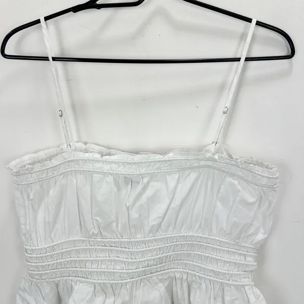 Madewell Smocked Button Front Top Poplin Cotton Eyelet White Stretch Medium NWT - Image 13