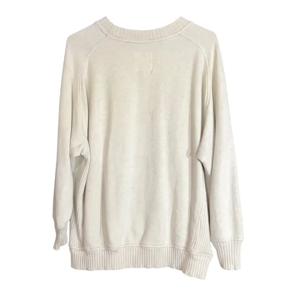Aerie Womens‎ Size Small Oversized Ribbed Side Crewneck Sweatshirt Ivory Lounge - Image 3