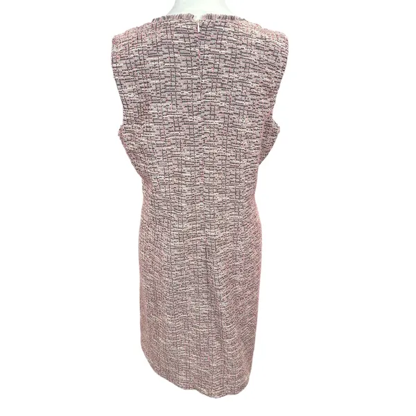 Karl Lagerfeld Paris Pink Tweed Pocket Dress 14‎ Jewel Buttons Sleeveless - Image 4