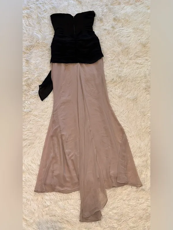 NEW House of CB CLARA Black and Blush Chiffon Strapless Maxi Dress Size S - Image 7
