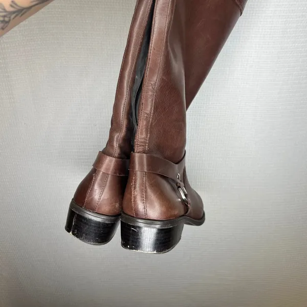Lauren Ralph Lauren Brown Leather Riding Boots Silver Hardware Size 11B - Image 3